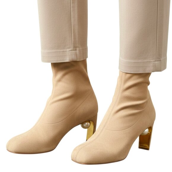 Nicholas Kirkwood Maeva Brown Suede Ankle Boots IT38/US8